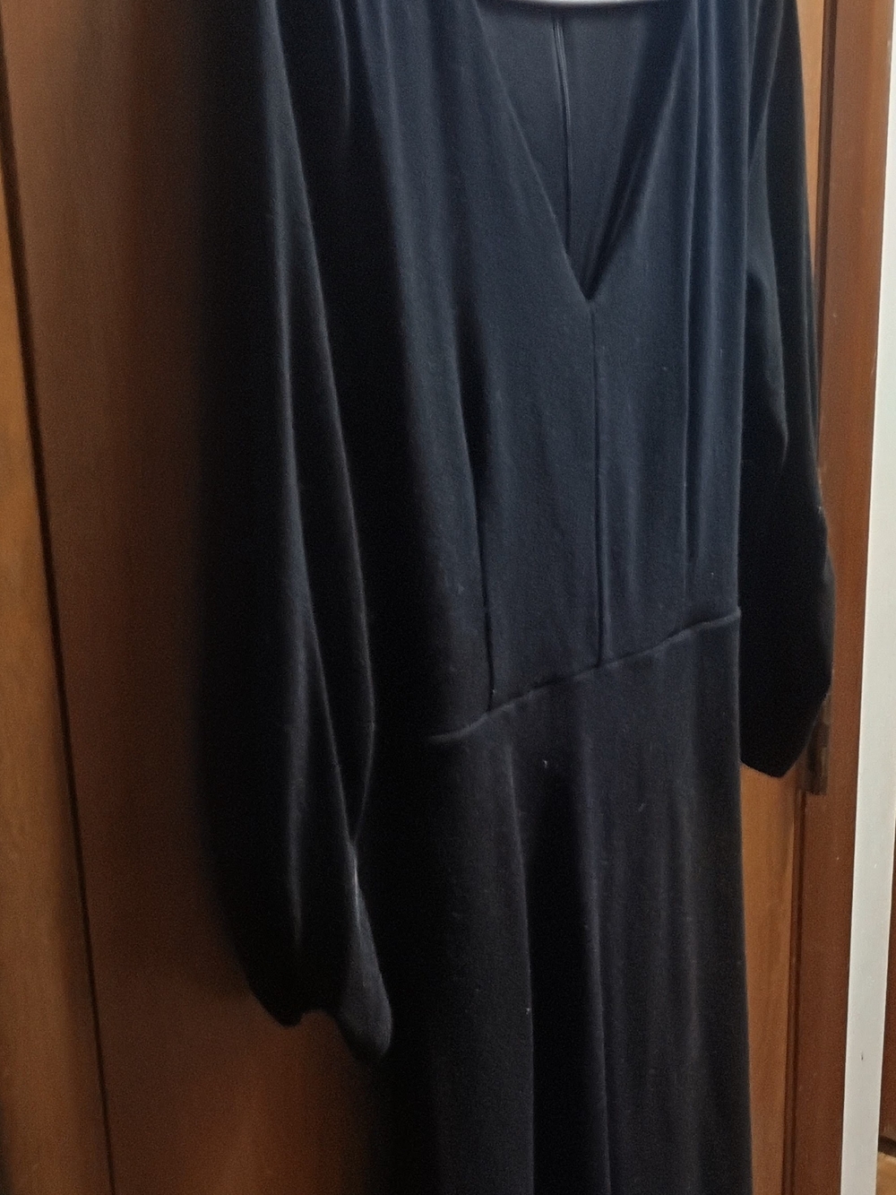 LOFT Black Long-Sleeve V-Neck Dress